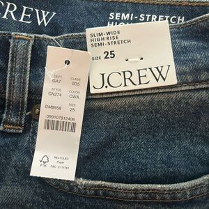 J. Crew High-Rise Slim-Wide Jeans in Denim Blue